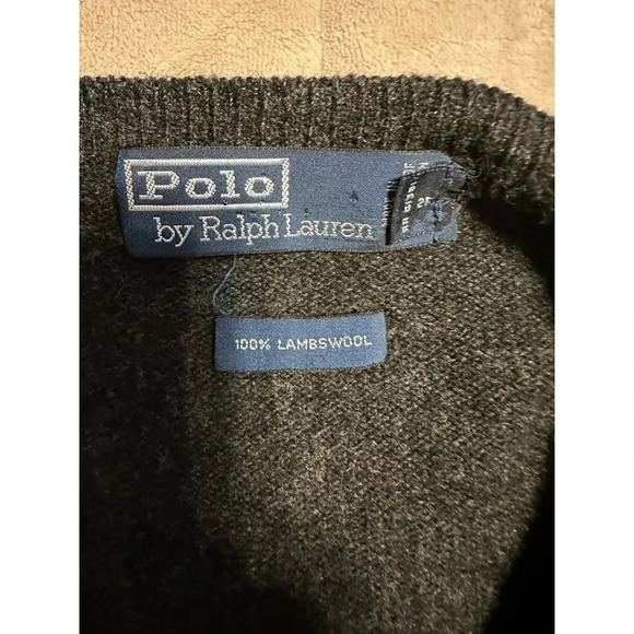Polo Ralph Lauren 100% Lambswool Sweater Vest Size XL Gray Wool Preppy Horse - Picture 2 of 7